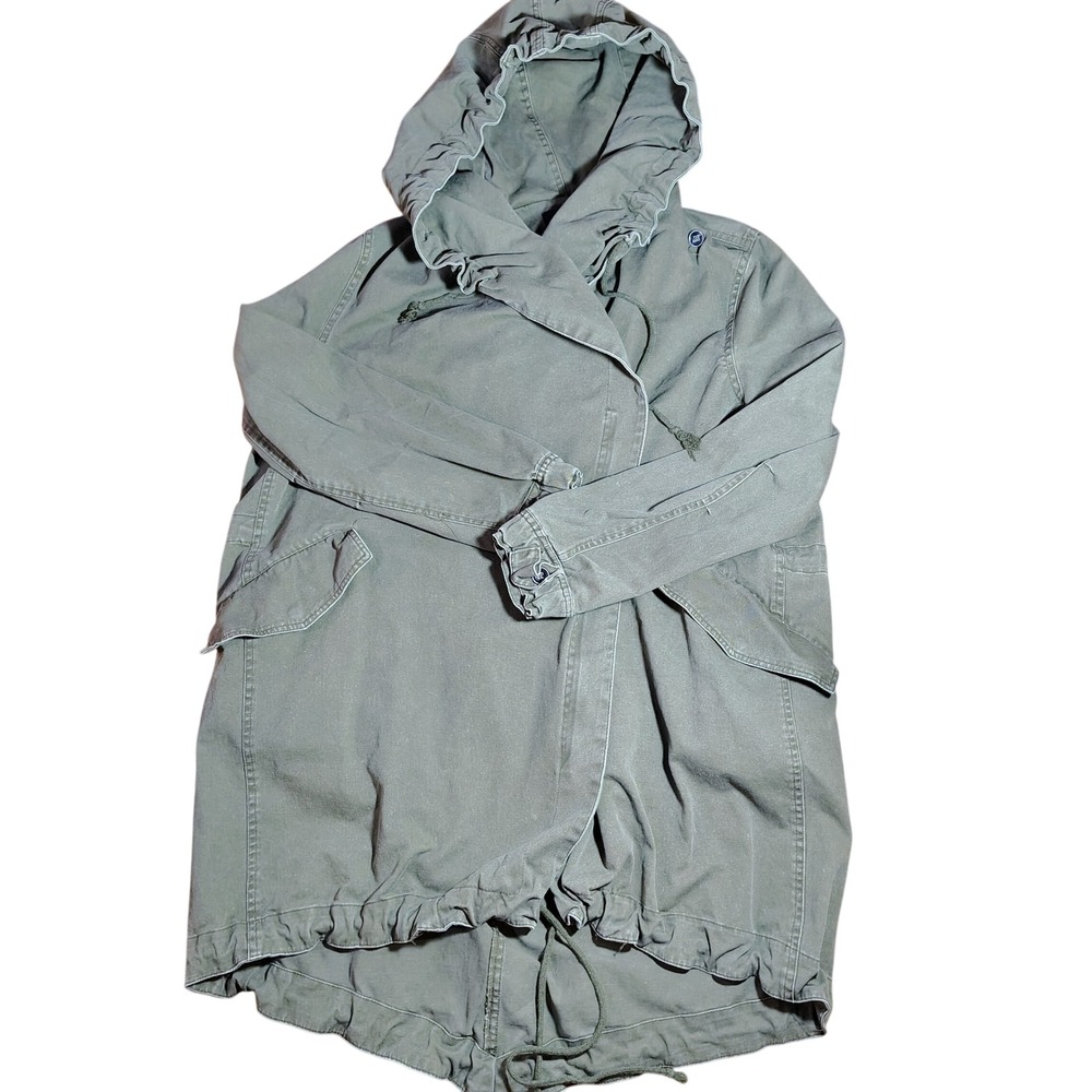 Cookie Couture‎ Army Green Hooded Drawstring Utility Jacket Women XS S